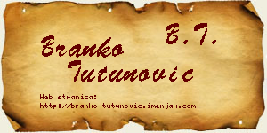 Branko Tutunović vizit kartica